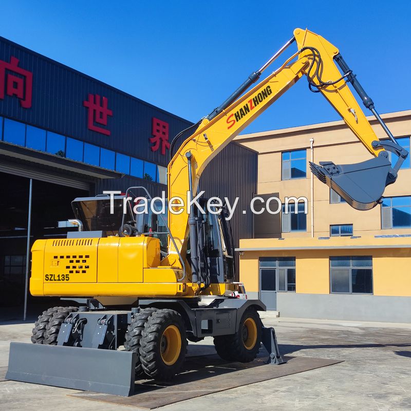 Shanzhong Official 13ton SZL135 Hydraulic Backhoe Wheel Excavator with CE for sale