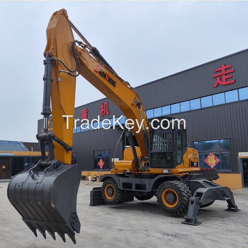 China Top Brand Shanzhong Earth-moving Machinery 21ton SZL215 wheel excavator with outrigger hydraulic drive