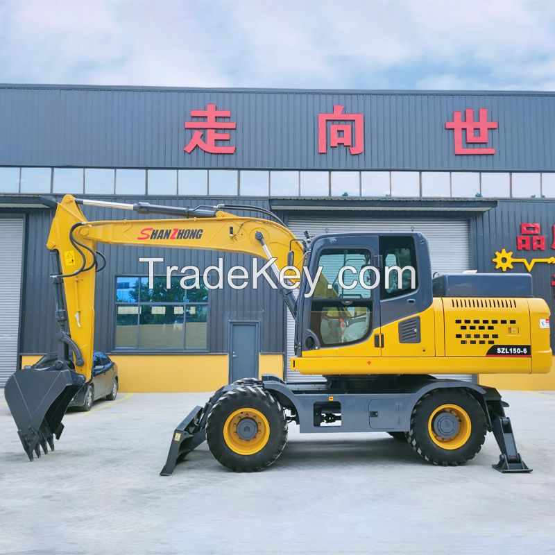 Shanzhong factory supply directly SZL150 13ton 14ton 15ton 0.6cbm Wheeled Excavator hot sale