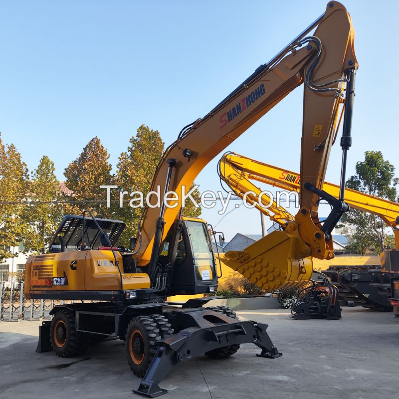 Engineering Machinery Shanzhong Factory 21ton SZL215 Wheel Excavator with Outrigger Hydraulic Drive