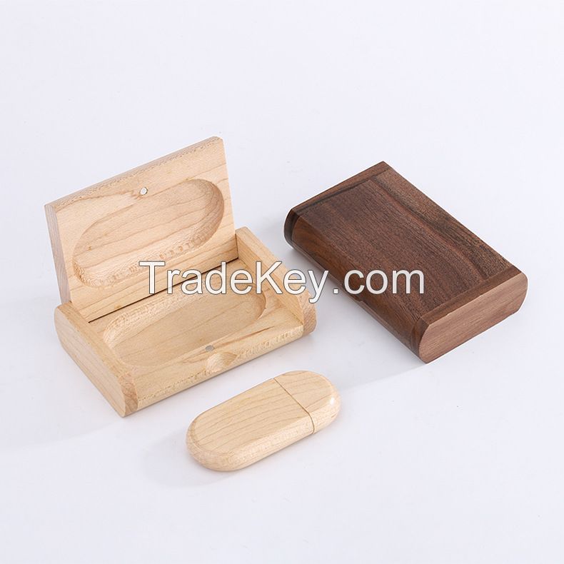 Wooden USB Flash Drive With Wooden boxes For Wedding Gifts Support Custom Logo 