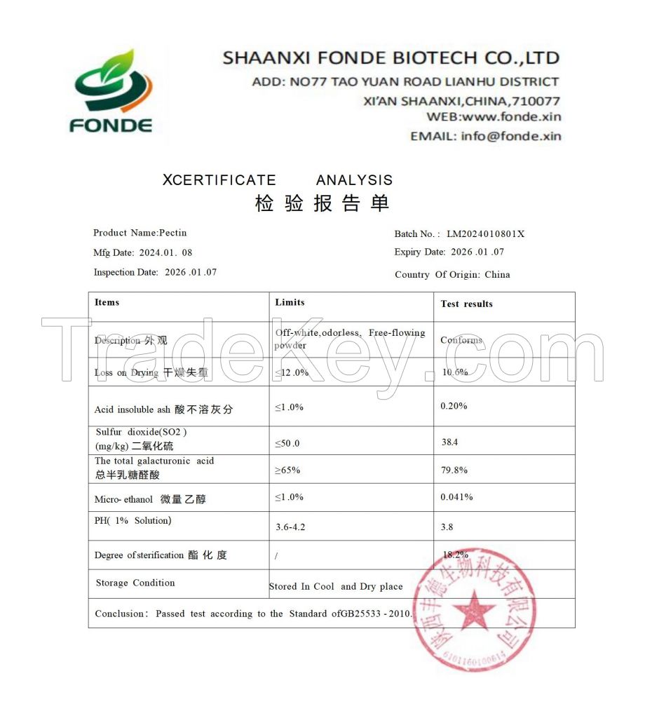 Food Additives Pectin Low Ester pectin Apple Pectin Powder