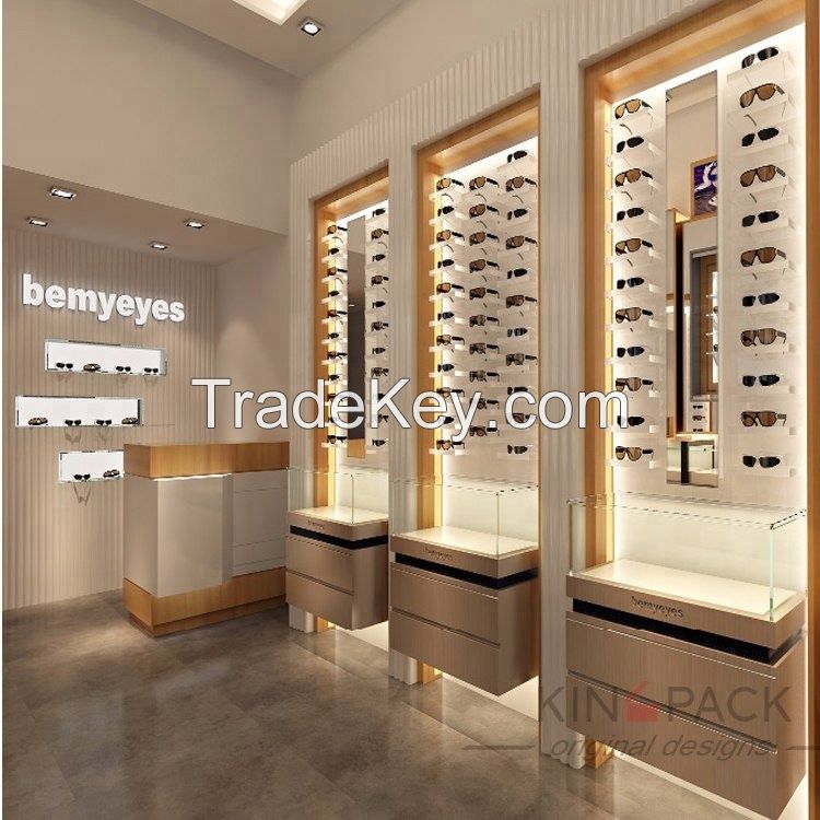 Functional optical shop counter design for optical shop decoration glasses display shop showcase