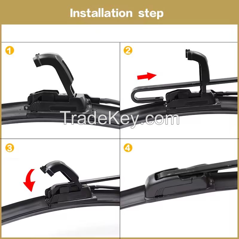 Universal U hook wiper blade arm wiper blade with spray nozzle