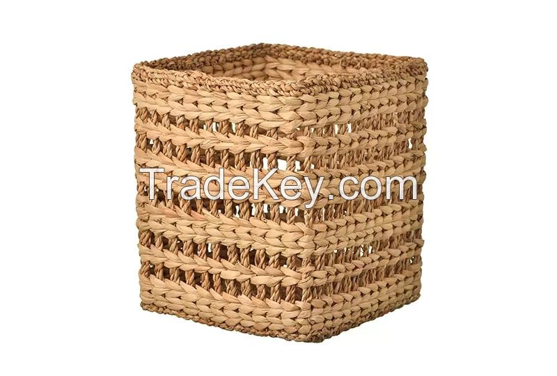 Square Reinforced Seagrass And Watercress Woven Laundry Basket