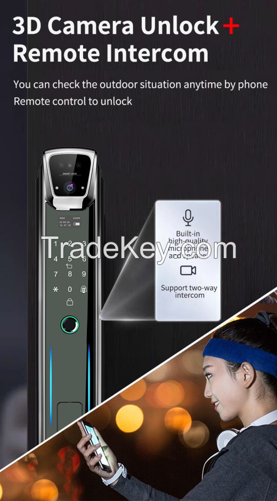 SZMYQ Tuya Smart Door Lock with Camera WiFi 3D Full-Automatic Face Recognition & Video Intercom Smart Lock