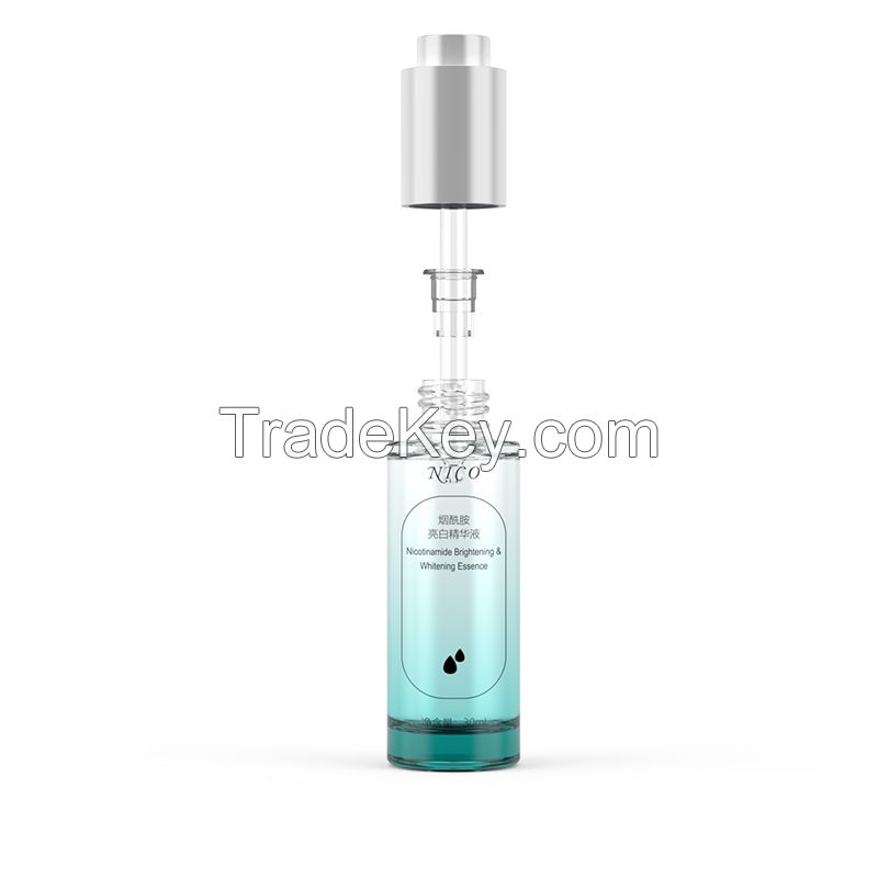 30ml Serum Press Button Dropper Glass Bottle with Light Blue Gradient Spray Color - Model YB030051