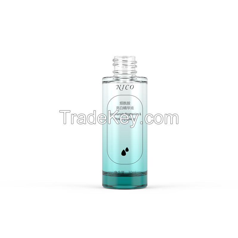 30ml Serum Press Button Dropper Glass Bottle with Light Blue Gradient Spray Color - Model YB030051