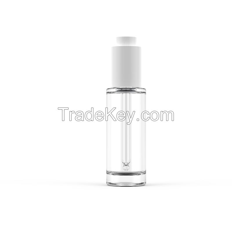 30ml Serum Press Button Dropper Glass Bottle with Light Blue Gradient Spray Color - Model YB030051