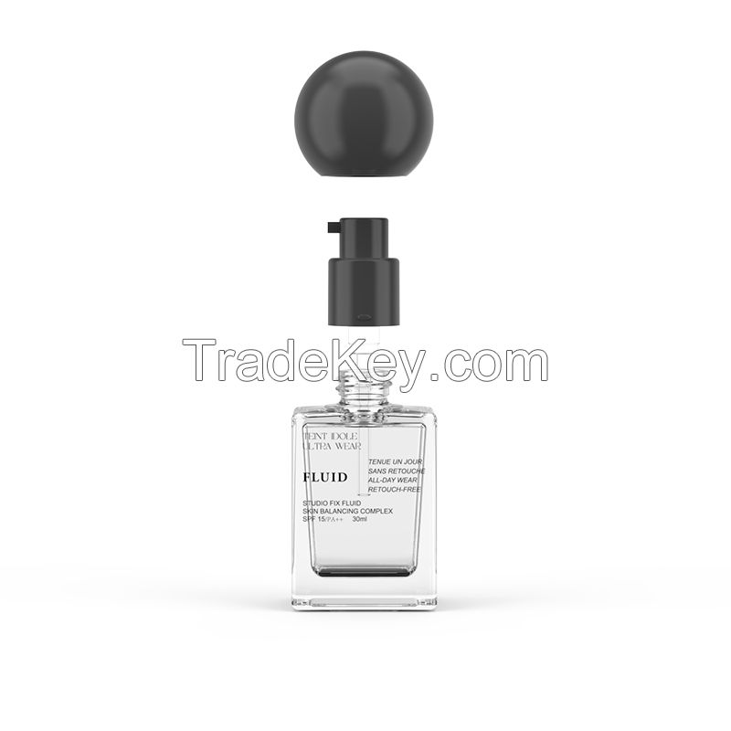 30ml Luxury Liquid Foundation Glass Bottle with Pump and Spherical Lid - Model YB030013