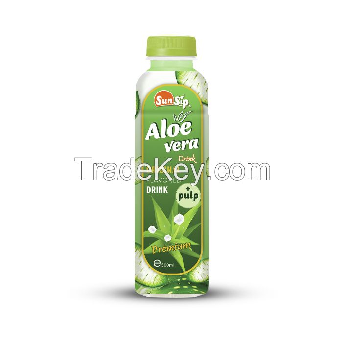 The best manufacturer of Aloe vera juice with pulp drink 500ml pet bottle