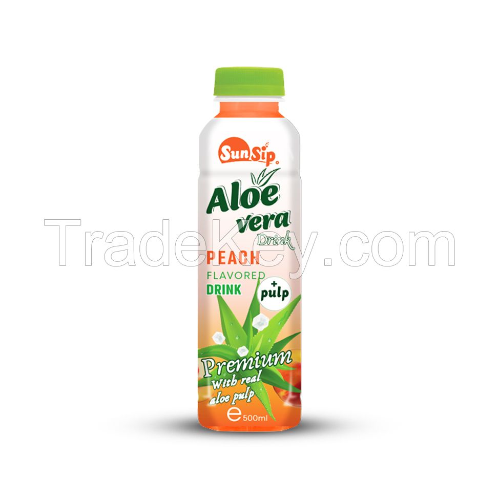 The best manufacturer of Aloe vera juice with pulp drink 500ml pet bottle