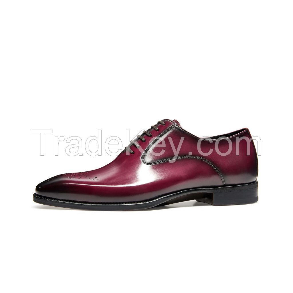 Hetschke Leather Oxfords Wingtip Formal Maroon Men's Goodyear Welt Casual Shoes