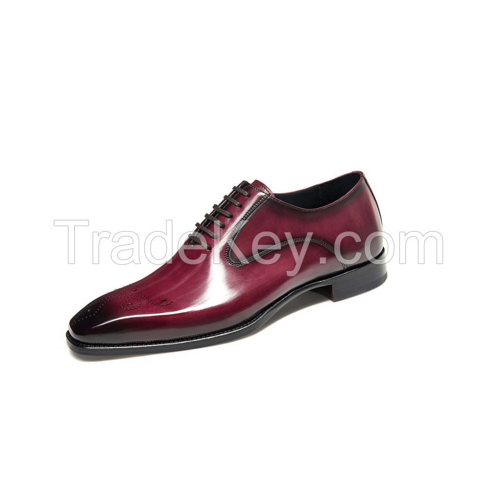 Hetschke Leather Oxfords Wingtip Formal Maroon Men's Goodyear Welt Casual Shoes