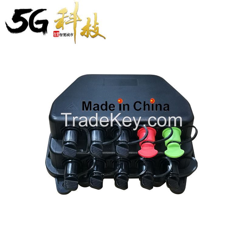 Pre-linked fiber optic splitter box with 8 fiber pre-linked cables for home use.  Pre-linked outdoor fiber optic splitter box.