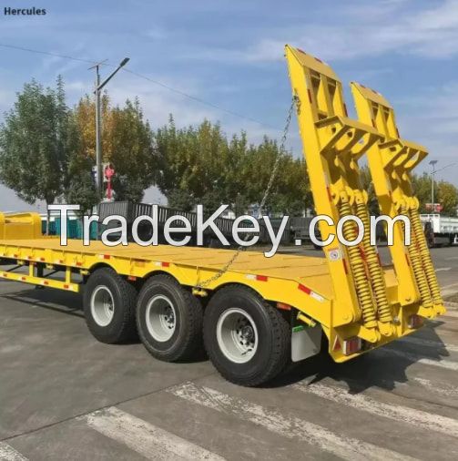 3 axle low flat semi trailer