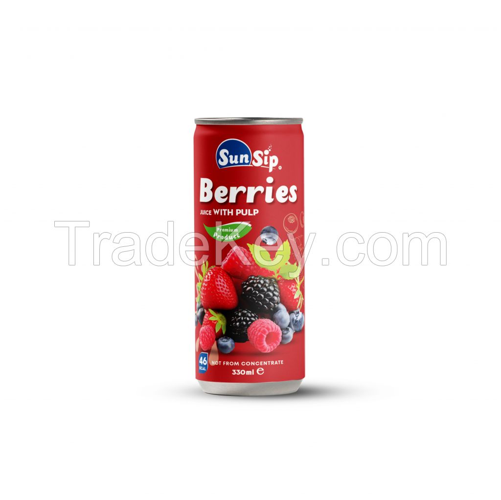 SunSip/OEM Berries Juice with Pulp 330ml in sleek can