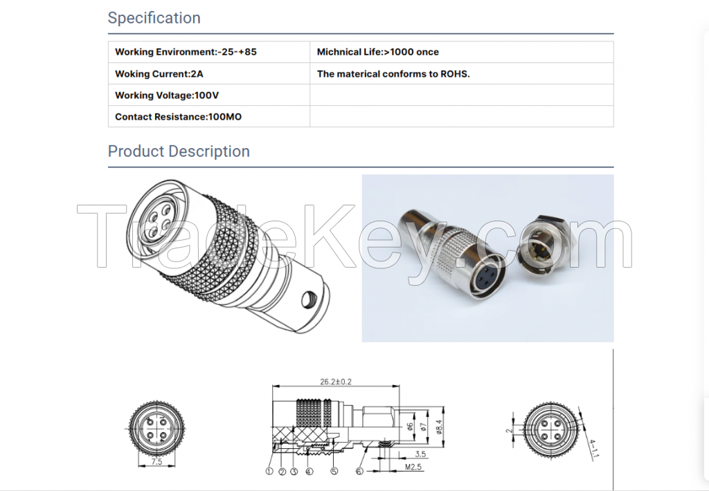 Microconnector 4 PIN Cream Connector