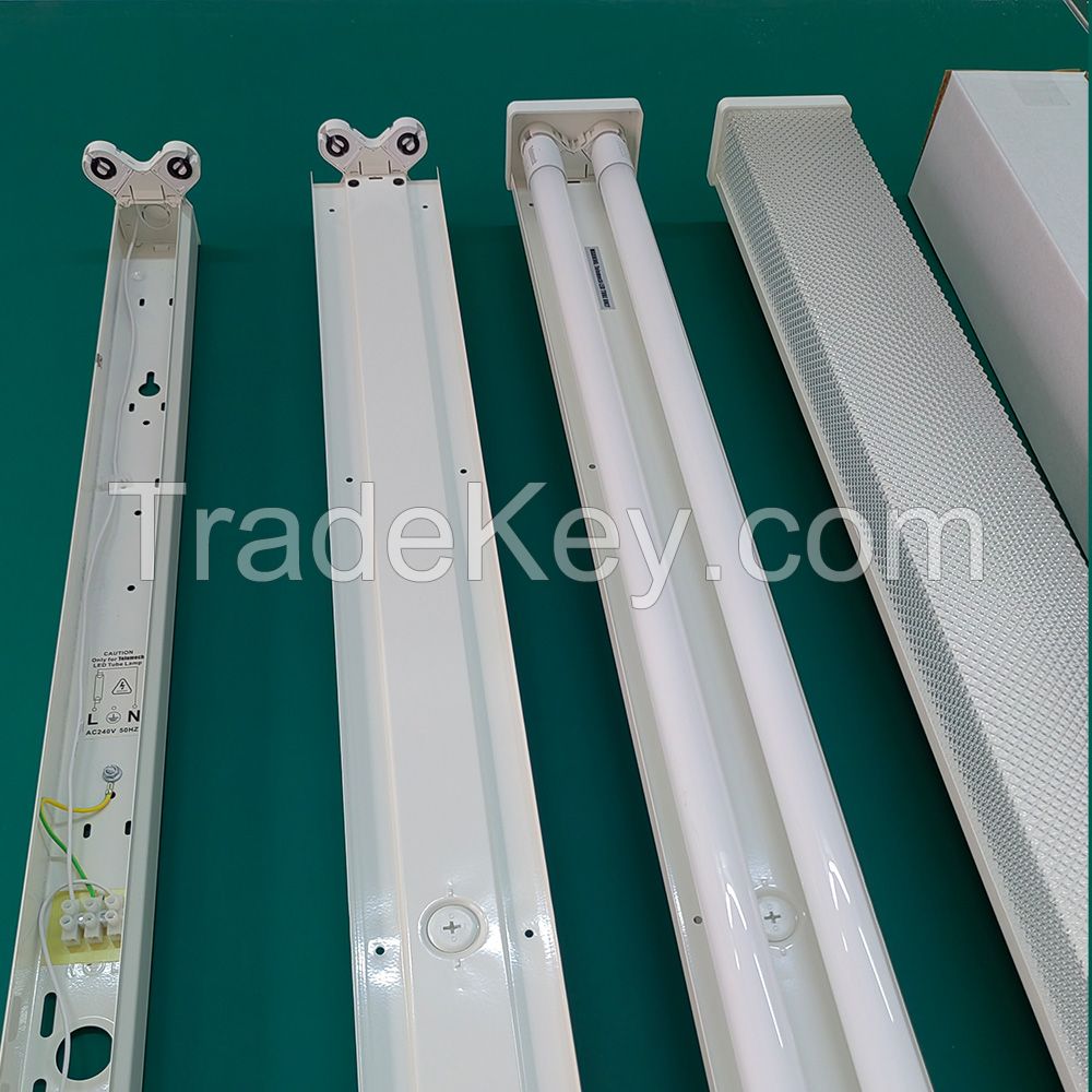  LED prism diffusion cover bracket T8 square cover dustproof single tube double tube 0.5mm thick lamp bracket inner box packaging