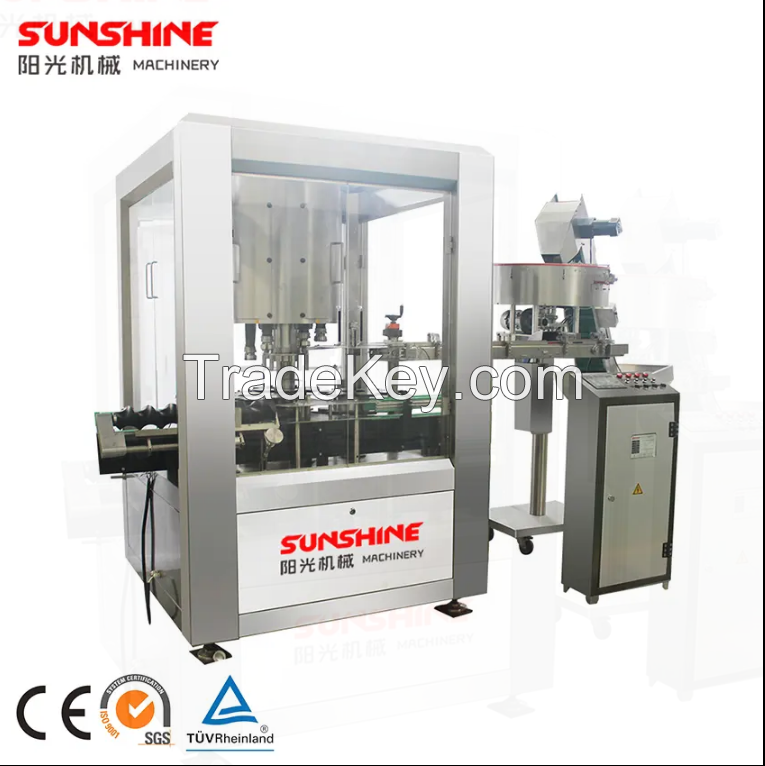 Automatic 4-8heads rotary pick and place capping machine for plastic glass bottle closure sealing PET cap closing capper machine