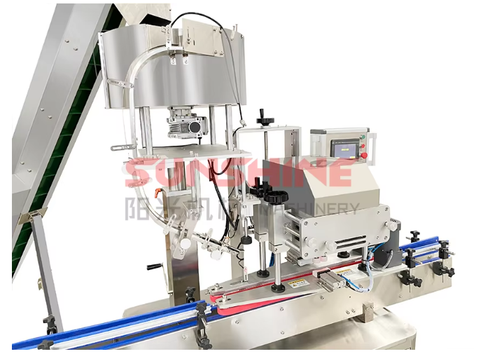 Automatic linear servo 4 wheels capping machine dietary supplement bottles capping system for 15-50mm caps