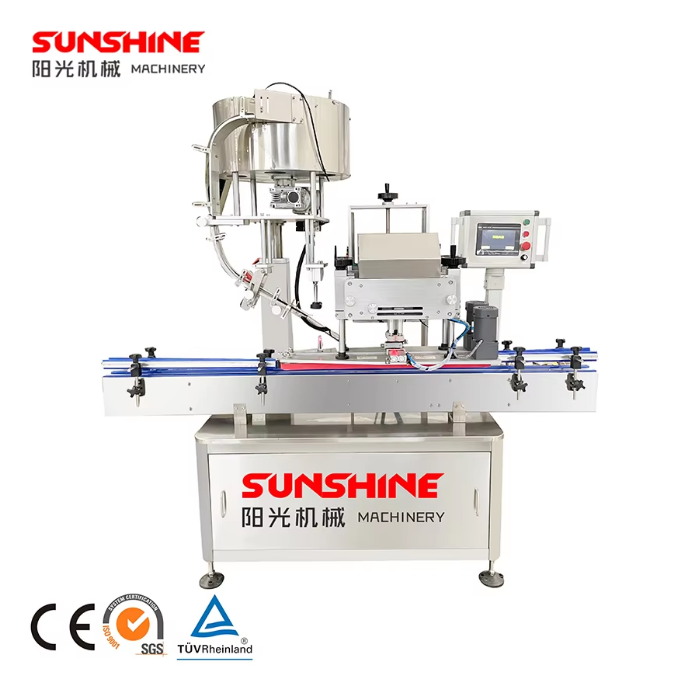 Automatic linear servo 4 wheels vinegar bottles capping machine dietary supplement bottles capping system for 15-50mm caps