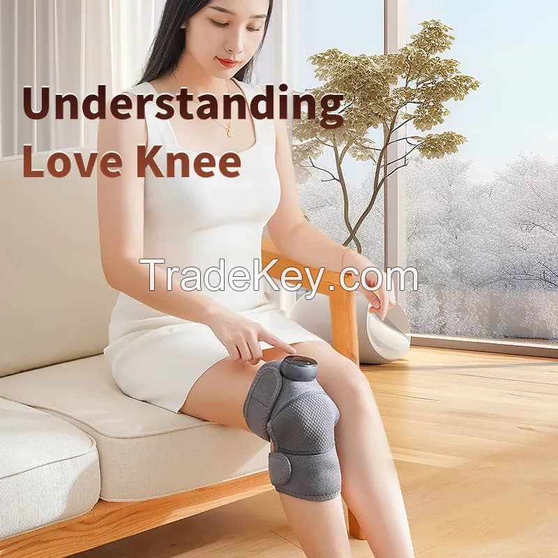 Electric Heatpulse knee massager machine with heat and vibration, knee brace massage for pain relief and arthritis, OEM ODM Custom.