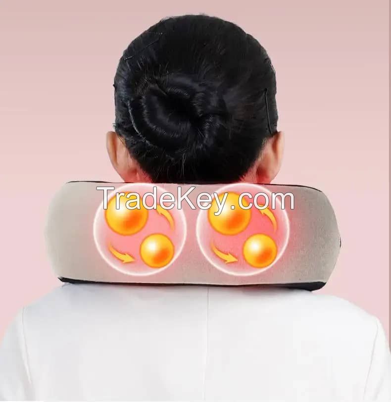 Best U shaped travel car vibrating cervical massage pillow with memory foam with Good Support for Neck Pain, electric neck massager with heat of kneading