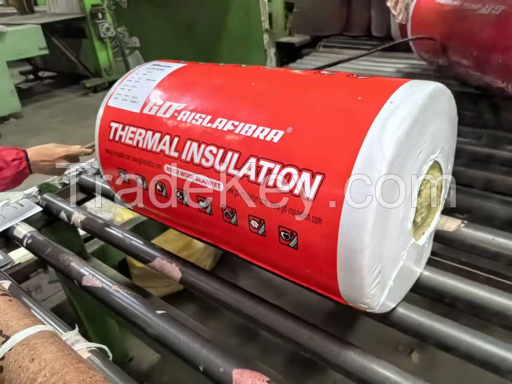 Sound Insulation Thermal 60kg/M3 80kg/M3 50mm 100mm Mineral Wool Rock Wool Insulation Blanket Felt Wire Mesh Roll