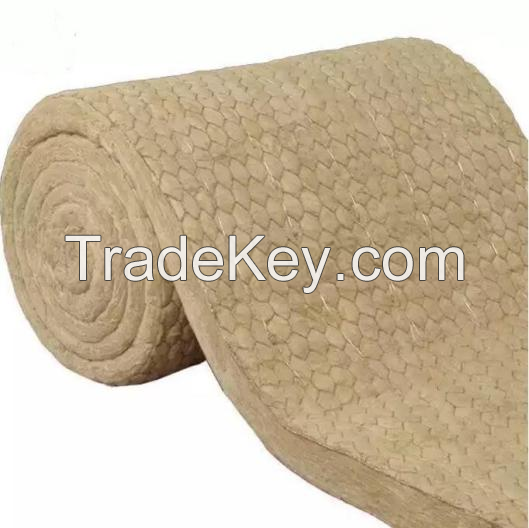 Sound Insulation Thermal 60kg/M3 80kg/M3 50mm 100mm Mineral Wool Rock Wool Insulation Blanket Felt Wire Mesh Roll