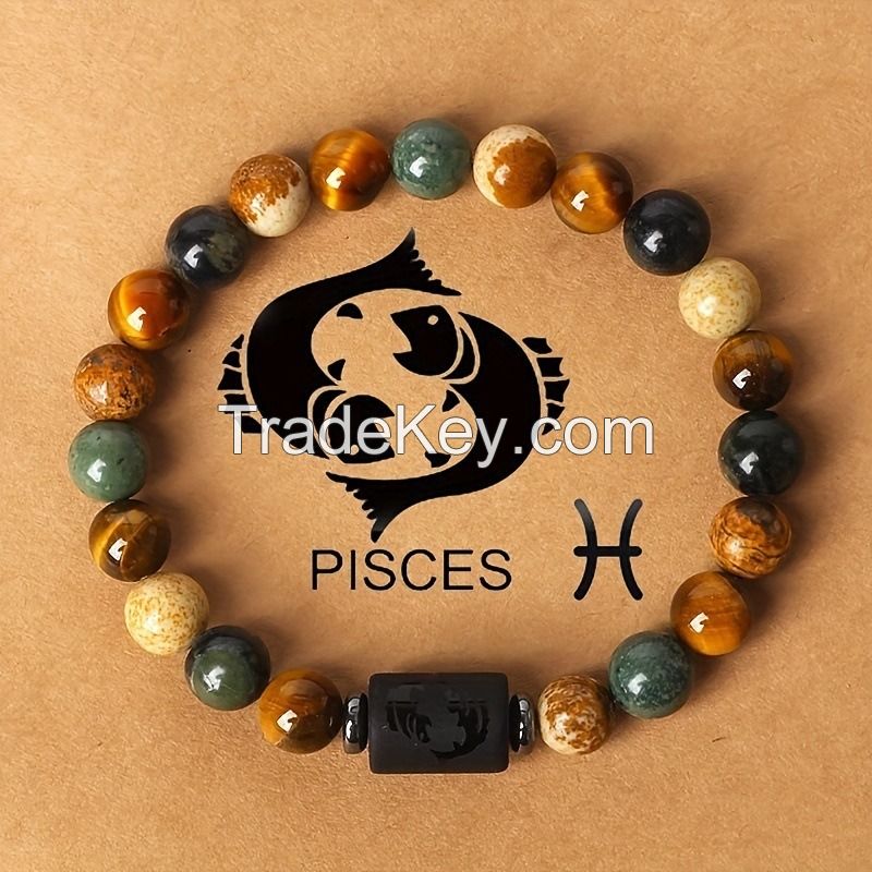 12 Zodiac 12 Constellations natural gemstone bracelet