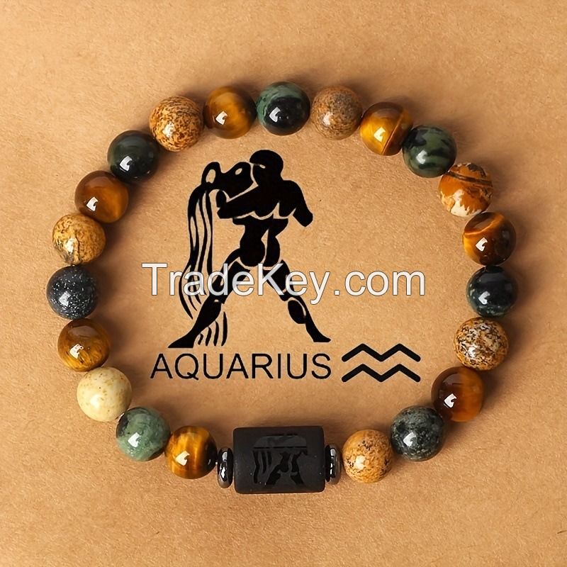 12 Zodiac 12 Constellations natural gemstone bracelet