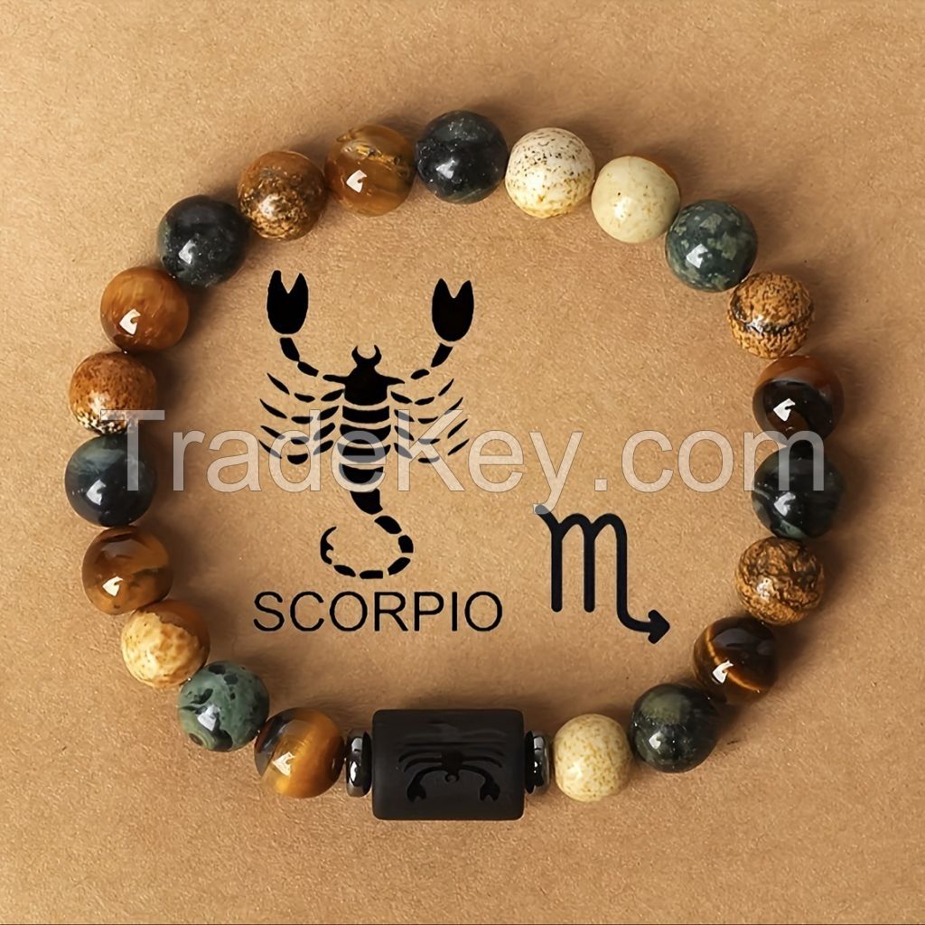 12 Zodiac 12 Constellations natural gemstone bracelet