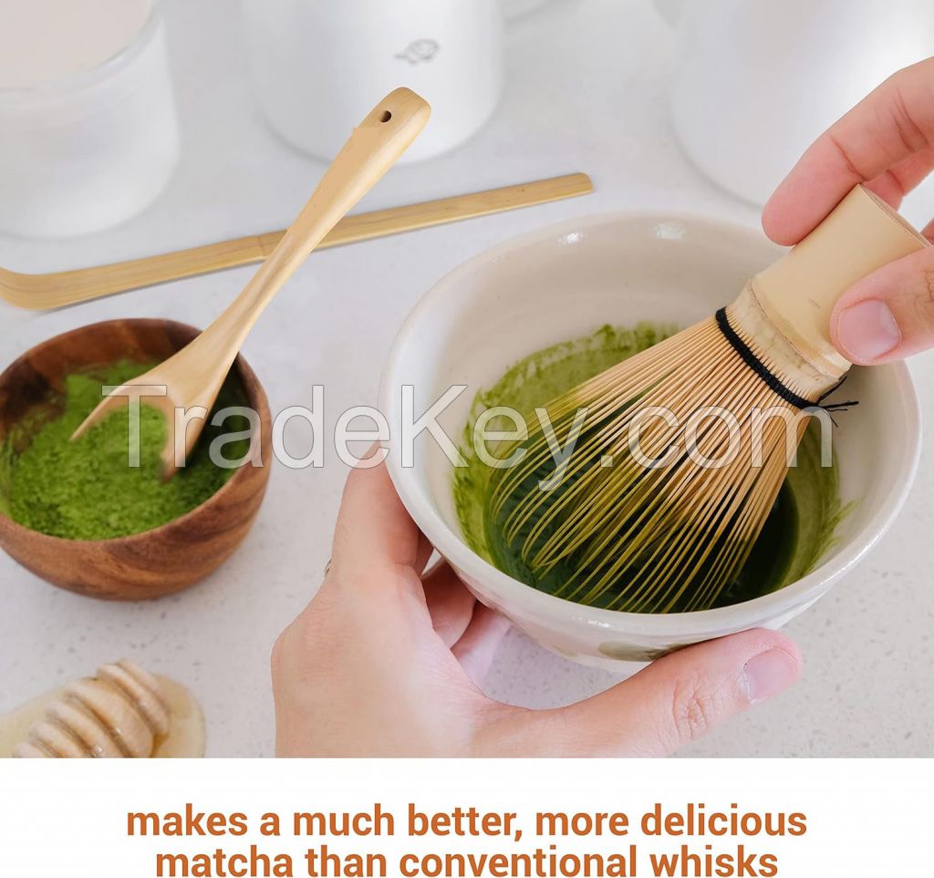 Wholesale Handmade Japanese Matcha Ceremonial Bowl Set Natural Bamboo Traditional Customize Matcha Tea Whisk Set