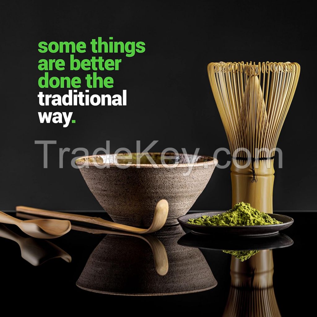 Wholesale Handmade Japanese Matcha Ceremonial Bowl Set Natural Bamboo Traditional Customize Matcha Tea Whisk Set