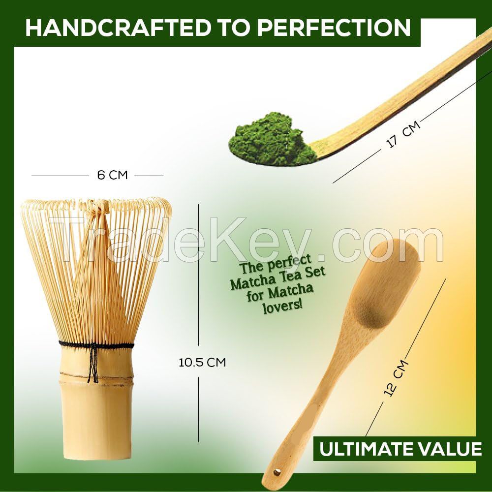 Wholesale Handmade Japanese Matcha Ceremonial Bowl Set Natural Bamboo Traditional Customize Matcha Tea Whisk Set