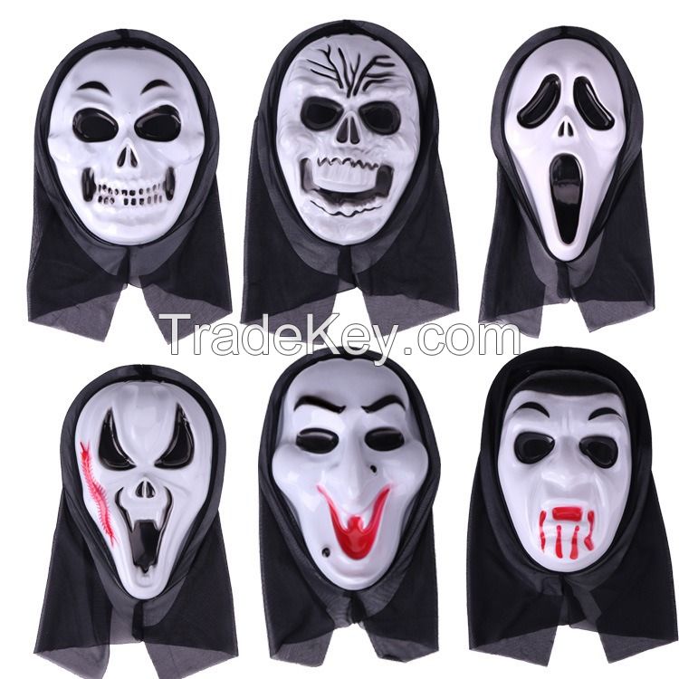 Wholesale Halloween Mask Terror Reaper Scream Makeup Ball Party Plastic White Ghost Face