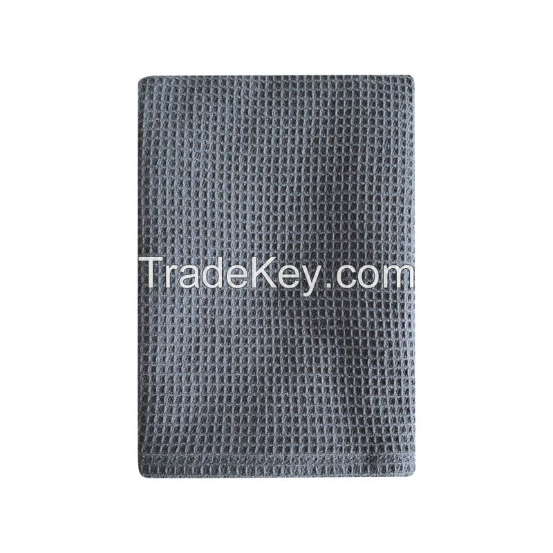 On stock Simple style pure color cotton plain fabric Waffle tea towel for Home kitchen