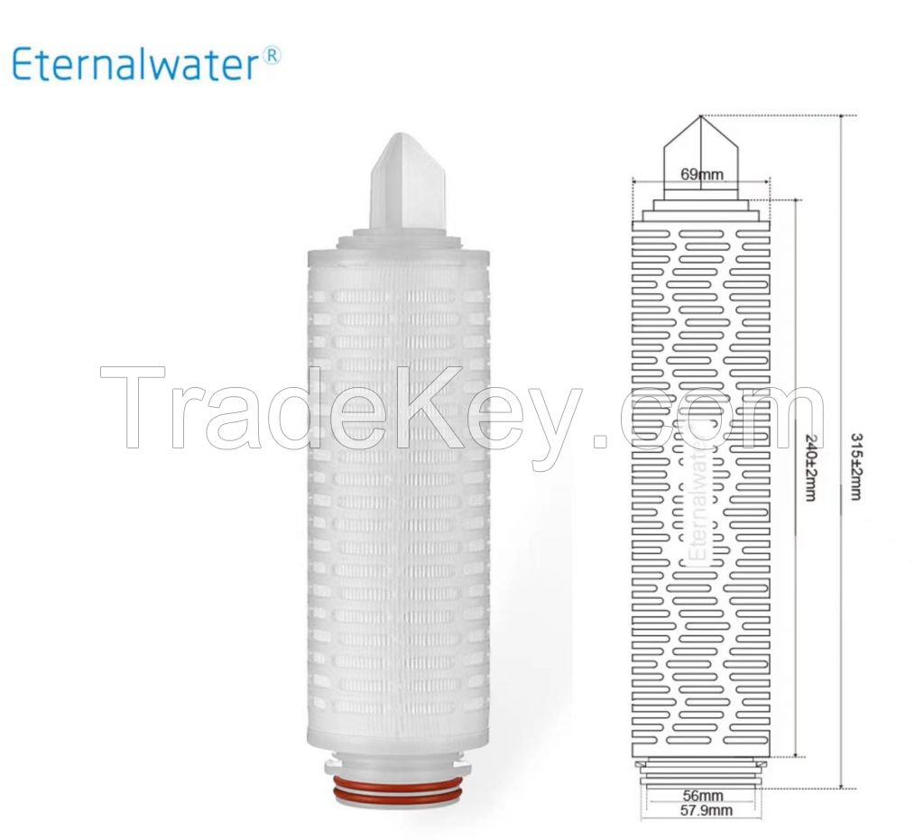 Code710inch Polpropylene (PP) Membrane Pleated Filter Cartridge for Liquid and Gas Filtration