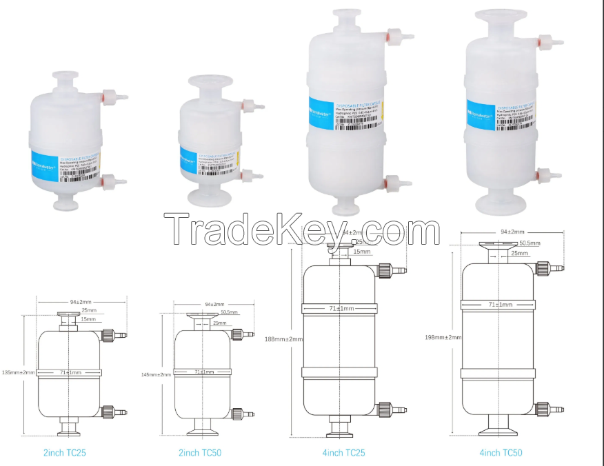 PTFE PVDF PES PP Nylon Disposable Sterile Capsule Filter for Pharmaceutical Bio-process Filtration