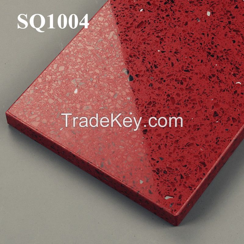 Hot Selling Polished/Rough Finish Sparkle Customized Artificial Red Quartz Stone Wholesaler/Suppliers/Dealers