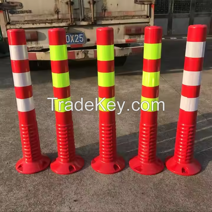 75cm High Flexible Plastic Traffic Road Safety PE/PU/TPU Warning Post Column Red Color Bollard