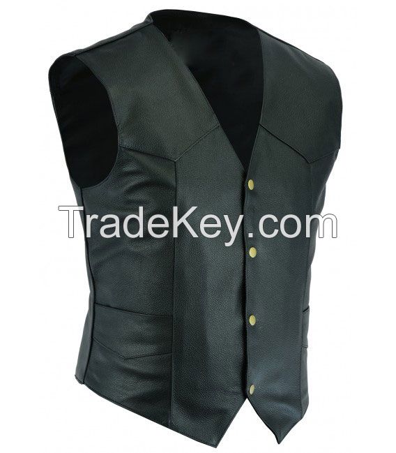 Men's Leather Vest 100% Real Cow-Hide, 0.8mm Leather Material