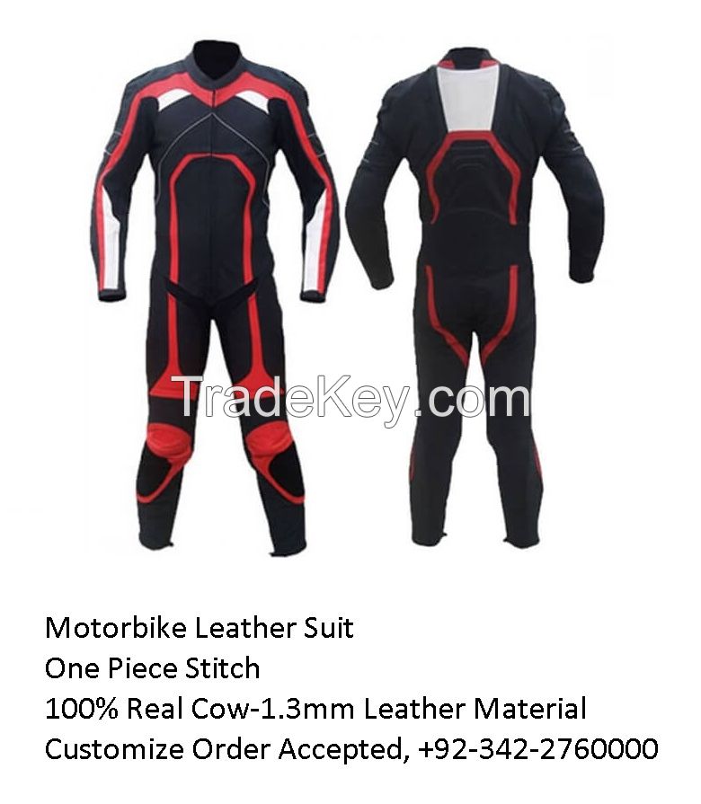 Men's Motorbike Leather Suit 00% Real Cow-Hide, 0.8mm Leather Material