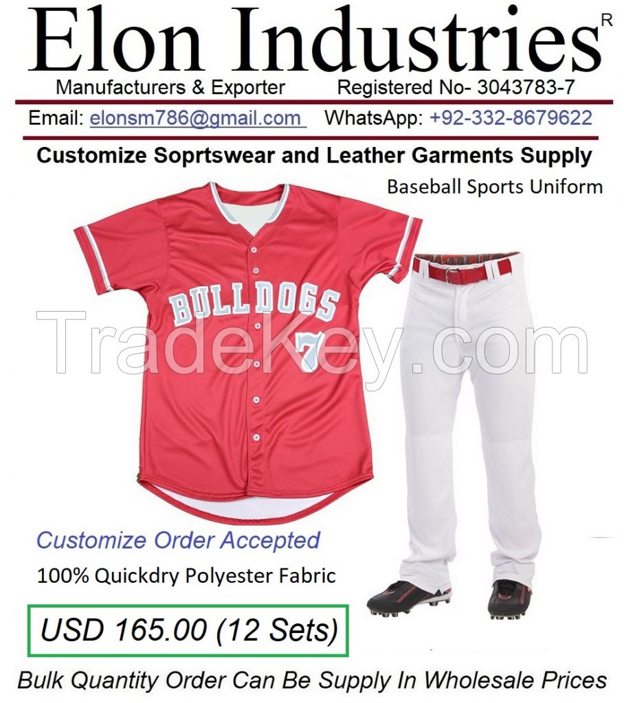 Sports Wear Baseballl Sports Team Uniform