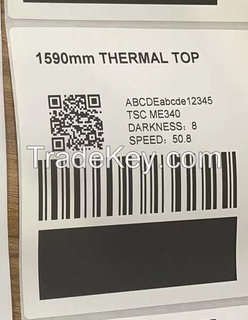 Adhesive thermal top paper with hotmelt and white glassine