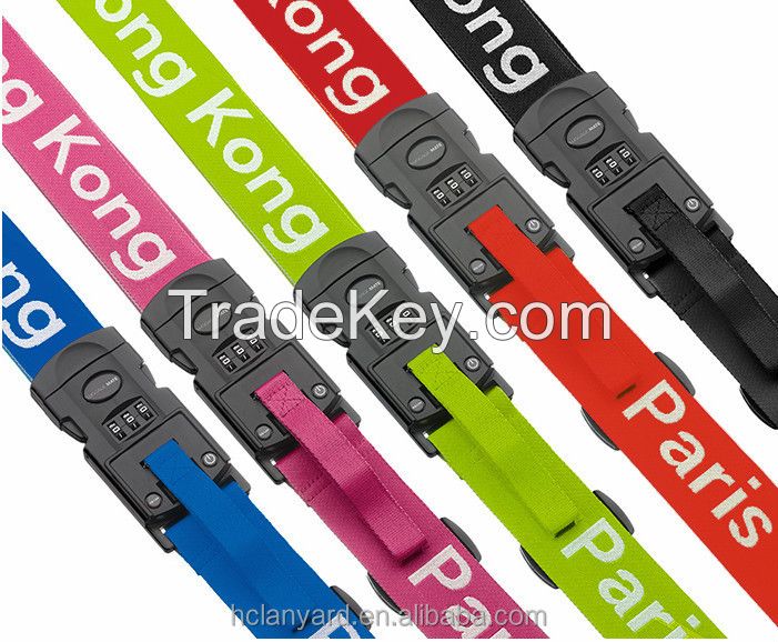 Customizable Polyester/Nylon Silk Screen Printed/Sublimation/Woven Logo Luggage Belt With TSA Code Lock