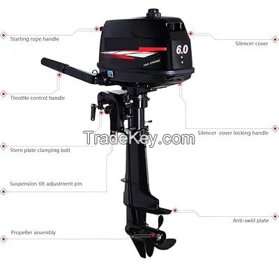 Trolling Motor, Outboard Motor Propeller Machine,Two Stroke, Short/long Shaft, Hand Pull Engine, Marine Engines, for Dinghies, Fishing Boats Kayak Fishing Boats