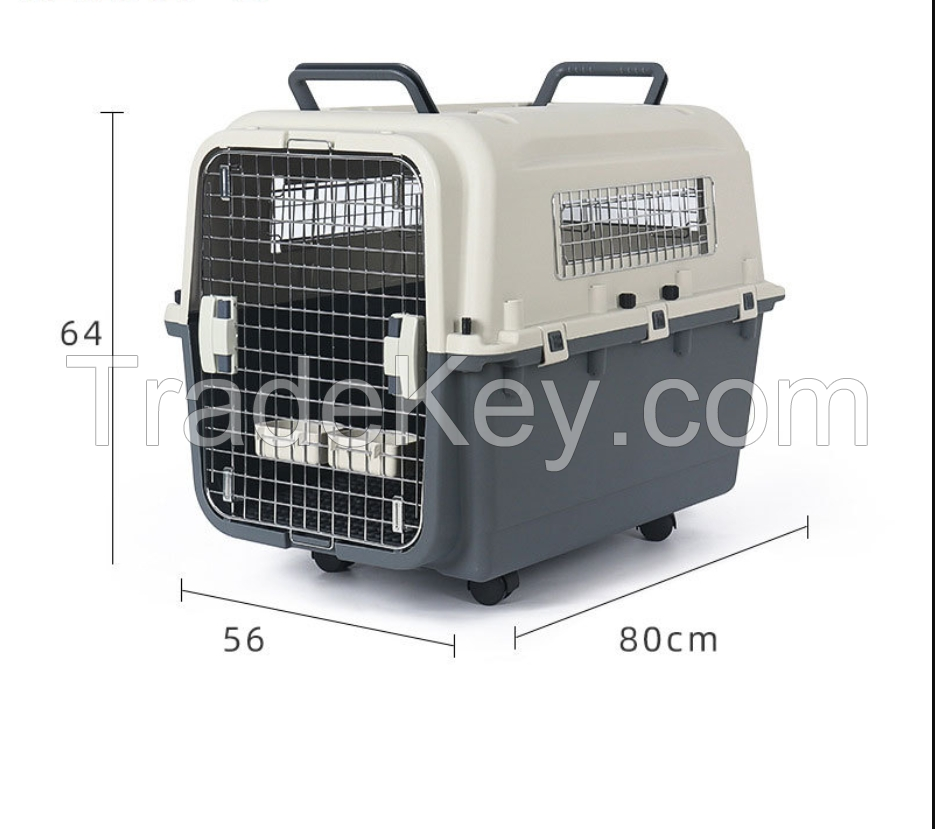 2024  Metal Door PP Materiel Large Pet Dog Air Travel Box Heavy-Duty Pet Carrier Case