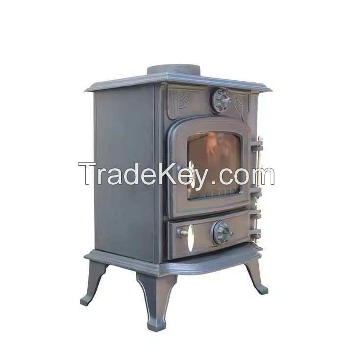 Modern indoor cast iron  wood burning fireplace 8kw cast iron wood stove